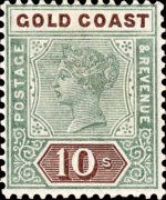 Costa d'Oro 1889 - serie Regina Vittoria: 10 sh