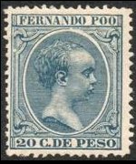 Fernando Pò 1894 - set King Alfonso XIII: 20 c