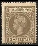 Fernando Pò 1902 - set King Alfonso XIII: 2 ptas