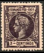 Fernando Pò 1901 - set King Alfonso XIII: 3 c