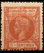 Fernando Pò 1901 - serie Re Alfonso XIII: 5 c