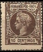 Fernando Pò 1901 - set King Alfonso XIII: 10 c