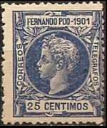 Fernando Pò 1901 - set King Alfonso XIII: 25 c
