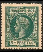 Fernando Pò 1901 - set King Alfonso XIII: 5 ptas
