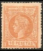Fernando Pò 1901 - set King Alfonso XIII: 10 ptas