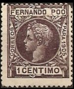 Fernando Pò 1905 - set King Alfonso XIII: 1 c