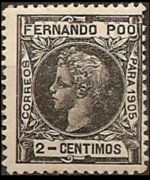 Fernando Pò 1905 - set King Alfonso XIII: 2 c