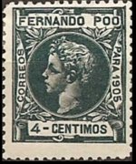 Fernando Pò 1905 - set King Alfonso XIII: 4 c