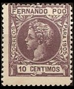 Fernando Pò 1905 - set King Alfonso XIII: 10 c