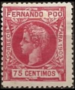 Fernando Pò 1905 - set King Alfonso XIII: 75 c