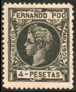 Fernando Pò 1905 - set King Alfonso XIII: 4 ptas