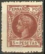 Fernando Pò 1905 - set King Alfonso XIII: 5 ptas