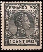 Fernando Pò 1907 - set King Alfonso XIII: 1 c