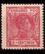 Fernando Pò 1907 - set King Alfonso XIII: 2 c