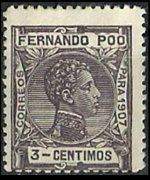 Fernando Pò 1907 - set King Alfonso XIII: 3 c