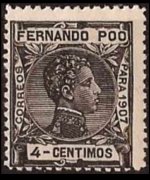 Fernando Pò 1907 - set King Alfonso XIII: 4 c