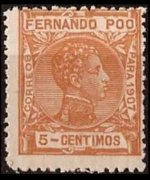 Fernando Pò 1907 - set King Alfonso XIII: 5 c