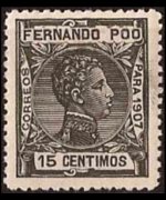 Fernando Pò 1907 - set King Alfonso XIII: 15 c