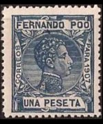 Fernando Pò 1907 - set King Alfonso XIII: 1 pta