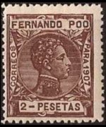 Fernando Pò 1907 - set King Alfonso XIII: 2 ptas