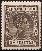 Fernando Pò 1907 - set King Alfonso XIII: 5 ptas