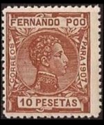 Fernando Pò 1907 - set King Alfonso XIII: 10 ptas