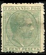 Fernando Pò 1879 - set King Alfonso XII: 5 c