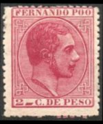 Fernando Pò 1882 - set King Alfonso XII: 2 c