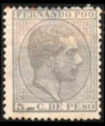 Fernando Pò 1882 - set King Alfonso XII: 5 c