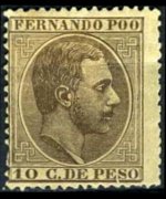 Fernando Pò 1882 - set King Alfonso XII: 10 c