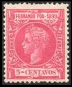 Fernando Pò 1899 - set King Alfonso XIII: 5 c