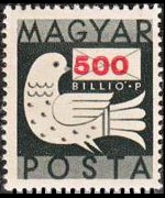 Hungary 1946 - set Dove and letter: 500 bil