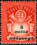 Ungheria 1946 - serie Stemma e corno di posta: 5 mil ad