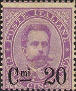 Italia 1879 - serie Effigie di Umberto I: 20 c su 50 c