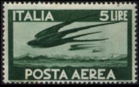 Italy 1945 - set Democratic - watermark winged wheel: 5 L