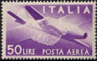 Italia 1945 - serie Democratica - filigrana ruota alata: 50 L