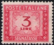 Italia 1947 - serie Cifra in ornato - filigrana ruota alata: 3 L