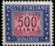 Italia 1947 - serie Cifra in ornato - filigrana ruota alata: 500 L