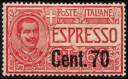 Italia 1903 - serie Effigie di Vittorio Emanuele III: 70 c su 60 c
