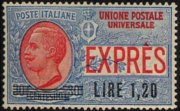 Italy 1908 - set Portrait of Victor Emmanuel III - for international mail: 1,20 L su 30 c