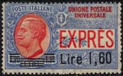 Italy 1908 - set Portrait of Victor Emmanuel III - for international mail: 1,60 L su 1,20 L