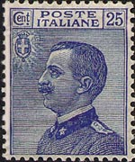 Italy 1908 - set Portrait of Victor Emmanuel III - left Michetti type: 25 c