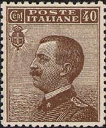 Italy 1908 - set Portrait of Victor Emmanuel III - left Michetti type: 40 c