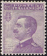 Italy 1908 - set Portrait of Victor Emmanuel III - left Michetti type: 50 c