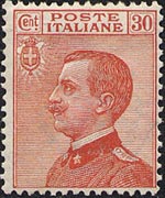 Italy 1908 - set Portrait of Victor Emmanuel III - left Michetti type: 30 c