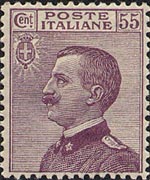 Italy 1908 - set Portrait of Victor Emmanuel III - left Michetti type: 55 c