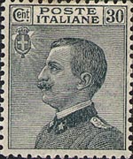 Italy 1908 - set Portrait of Victor Emmanuel III - left Michetti type: 30 c