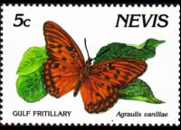 Nevis 1991 - set Butterflies: 5 c