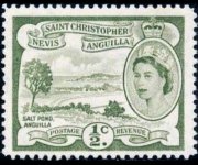 Saint Kitts e Nevis 1954 - serie Regina Elisabetta II e vedute: ½ c