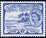 Saint Kitts and Nevis 1954 - set Queen Elisabeth II and views: 6 c